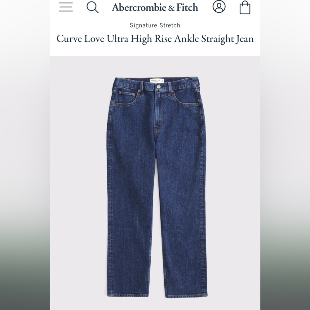 NWT Abercrombie Curve Love ultra high waisted ankle straight jeans